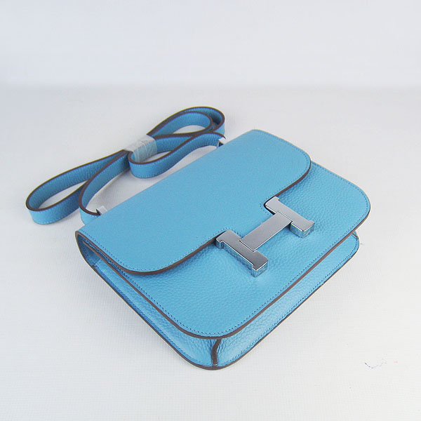 7A Hermes Oxhide Leather Message Bag Blue H017 - Click Image to Close